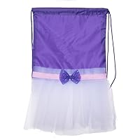 Tutu Dance Cinch Bag, Ballerina Party Favor Backpack, Dance Bags for Girls, Princess Birthday Bags - 3PK Purple/White CA2500TUTU