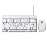 Perixx PERIDUO-212 Wired Mini Keyboard and Mouse Combo with 12 Multimedia Keys, White, UK Layout, 11698