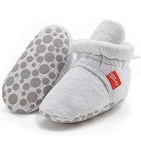 HsdsBebe Unisex Newborn Baby Cotton Booties Non-Slip Sole for Toddler Boys Girls Infant Winter Warm Fleece Cozy Socks Shoes(M1916 rope light grey,2)