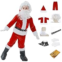 Boys Santa Costume Christmas Costumes Santa Claus Cosplay Party Suit for Boy Kids Children 9PCS