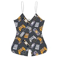 Game Joysticks Funny Slip Jumpsuits One Piece Romper for Women Sleeveless with Adjustable Strap Sexy Shorts
