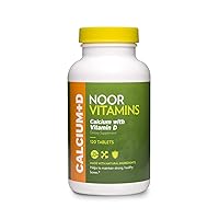 Noor Vitamins Halal Calcium Plus Vitamin D Bone & Immune Support | 600 mg Calcium & 800 IU (20 mcg) D2 per Tablet | aids in Absorption of Calcium into Bones, Non-GMO, Vegetarian & Halal (120 Tablets)