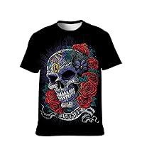 Graphic Novelty-Shirt Skull-Retro Hip-Hop Cool Mens Tshirt Teehirt-Adult T-Shirt-Sportwear Comic-Tee Knitting Athletic