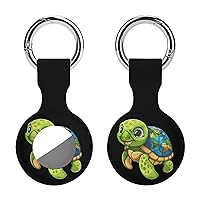Save The Planet Turtle Lover Printed Silicone Case for AirTags with Keychain Protective Cover Air Tag Finder Tracker Accessories Holder