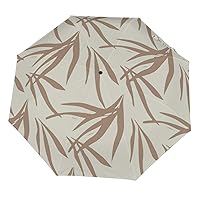 Folding Umbrellas for Rain, Palm Leaf Tropical Brown Beige Windproof Lightweight Inverted Foldable Travel Umbrella