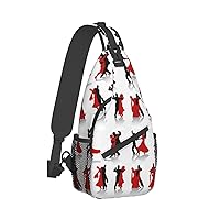 Ballroom Dance Print Trendy Casual Daypack Versatile Crossbody Backpack Shoulder Bag Fashionable Chest Bag