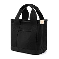 Large Capacity Multi-Pocket Handbag, Canvas Tote Bags for Women, Satchel Bag Stylish for Work Daily Travel (Black)