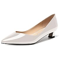 Women's Slip On Solid Patent Wedding Pointed Toe Dress Kitten Low Heel Pumps Shoes 1.5 Inch