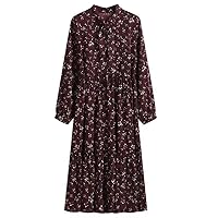 Fragmented Flower Dress Long-Sleeved Spring and Autumn New Waist French Vintage Dress