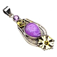 StarGems® Natural Two Tones 18K Gold Plated Amethyst Flower Handmade 925 Sterling Silver Pendant 2