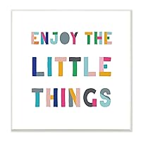 Stupell Industries Enjoy Little Things Kids' Motivational Phrase Block Typography, Designed by CAD Designs Wall Plaque, 12 x 12, White