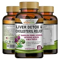 Liver Cleanse Detox Health Supplements with Milk Thistle-Fennel-Alfalfa-Vitamin B-Artichoke-Dandelion Root Support Healthy Function Men & Women 120 Caps Detox Cleanse & Boost Immune