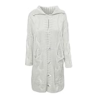 Womens Cardigan Sweaters with Pocket Long Sleeve Loose Knit Cable Open Front Button Down Outwear 2023 Fall Casual Coat
