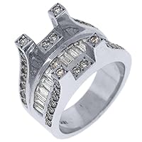 18k White Gold Baguette Diamond Ring Tension Semi Mount 2.21 Carats