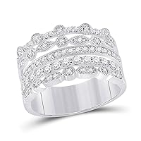 The Diamond Deal 10kt White Gold Womens Round Diamond Stacked Band Ring 1/2 Cttw