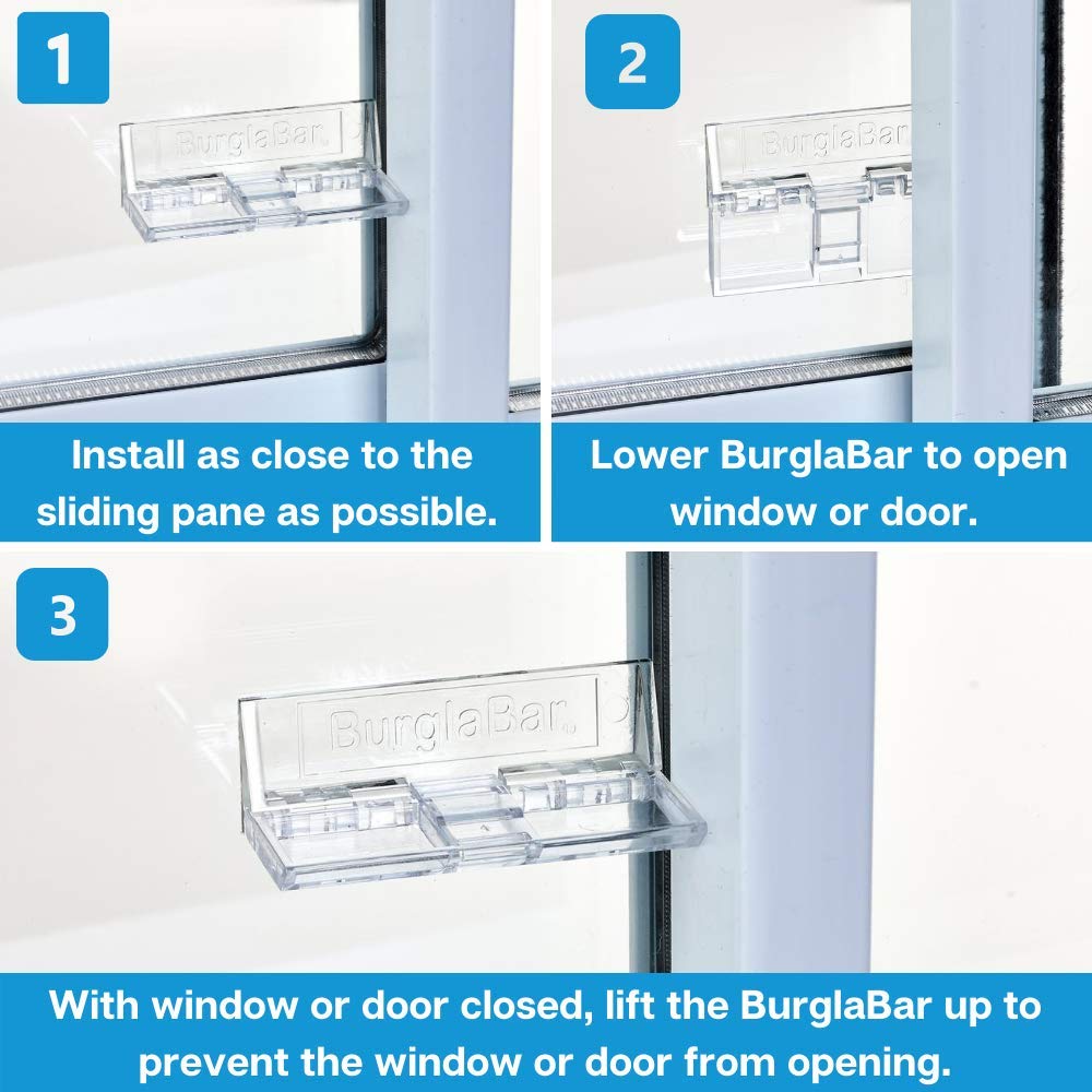 Burglabar 2 Pack - Great for Sliding Patio Door Lock, (Use 2 for doors) for Basement Windows,Child Safety