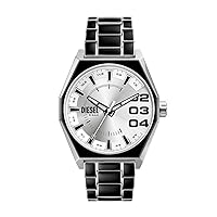 Diesel Scraper Watch for Men, Quartz Movement with Silicone, Stainless Steel or Leather Strap