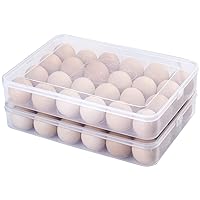 Sooyee 2 Pack Covered Egg Holders for Refrigerator,Clear 2X24 Deviled Egg Tray Storage Box Dispenser,Stackable Plastic Egg Cartons,Egg Holder Countertop(48 Eggs)