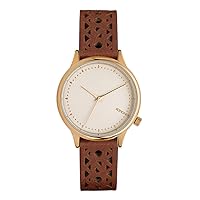 Women's Estelle Cutout Stainless Steel Japanese-Quartz Watch with Leather Strap, Brown, 16 (Model: KOM-W2653)