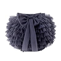 Toddler Girls Large Bow Knot Breathable Bloomers Ruffled Layered Tulle Dress Skirt Picnic Street Travel