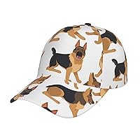 German Shepherd Print Baseball Cap Golf Dad Hat Adjustable Fashion Plain Cap for Men Women Black
