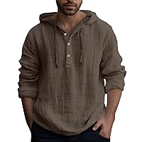 Mens Summer Hoodies Lightweight Long Sleeve Drawstring Hooded Shirts for Men Casual Solid Color Tshirts Tops