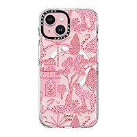 CASETiFY Clear Case for iPhone 15 [Not Yellowing / 6.6ft Drop Protection/Compatible with Magsafe] - Animal Prints - Cheetah Paradise Pink - Clear