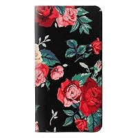 RW3112 Rose Floral Pattern Black PU Leather Flip Case Cover for Google Pixel 7
