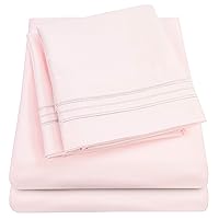 1500 Supreme Collection Full Sheet Sets Pale Pink - Luxury Hotel Bed Sheets and Pillowcase Set for Full Mattress - Extra Soft, Elastic Corner Straps, Deep Pocket Sheets, Full Pale Pink