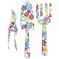 Southern Homewares Floral Design Gardening Tools, Set of 3 - Clippers, Trowel, and Weeding Fork - Cute Gardening Tools for Women, Perfect for Flower Bed Maintenance