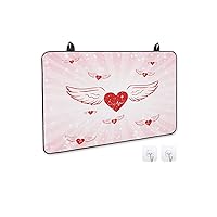 Valentine's Day Stove Cover for Electric Stove, Red Love Heart with Wing Pink Ombre Texture Stove Top Cover for Glass Top, Heat Resistant Rubber Mat Foldable Cooktop Cover Top Protector, 24