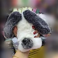 Case for T-Mobile Revvl V+ 5G,Luxury Winter Warm Handmade Diamond Rabbit Bunny Furry Fuzzy Soft Rabbit Fur Hair Plush Phone Case for T-Mobile Revvl V+ 5G (Metro)(Rabbit Whiteblack)