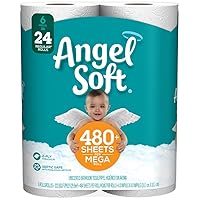 Angel Soft Toilet Paper, 6 Mega Rolls, 6 = 24 Regular Bath Tissue Rolls, 480+ 2-Ply Sheets Per Roll