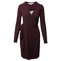 DVF Women's Linda Brown Wool Cashmere Wrap Sweater Dress
