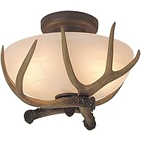 Craftmade X1611-EB Antler Alabaster Glass Semi Flush Mount Fixture Ceiling Lighting, 2-Light 120 Watts (9