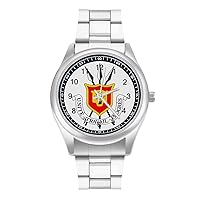 Burundi National Emblem Fashion Wrist Watch Arabic Numerals Stainless Steel Quartz Watch Easy to Read