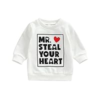 Valentine's Day Toddler Baby Boy Girl Clothes Funny Letters Sweatshirt Crewneck Long Sleeve Pullover Sweater Tops