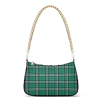 Shoulder Bags for Women Green Buffalo Plaid Check02 Hobo Tote Handbag Small Clutch Purse with Zipper Closure