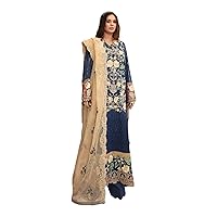 Blue Heavy Embroidered Lawn Cotton Indian Pakistani Muslim Women Festival wear palazzo salwar kameez 1551