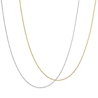 KISPER Silver and Gold Diamond Cut Cable Link Chain Necklace – Thin, Dainty, 925 Sterling Silver Jewelry for Women & Men with Lobster Clasp – Made in Italy, 18