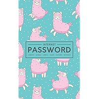 Internet Password Logbook | Journal | Libreta | Cahier | Taccuino | Notizbuch: 100 Page Password Book to Track & Organize Your Computer Logins, ... & Usernames: Pink Llamas on Blue 169-1