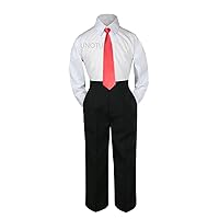 3pc Formal Baby Toddler Teens Boys Red Necktie Black Pants Sets S-14 (12)