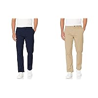 Tommy Hilfiger Men's Comfort Stretch Cotton Chino Pants in Custom Fit, Navy Blazer + Mallet, 34W x 30L