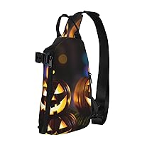 Halloween Pumpkin Crossbody Backpack, Multifunctional Shoulder Bag With Straps, Hiking And Fitness Bag, Size 12.6 X 7 X 6.7 Inches