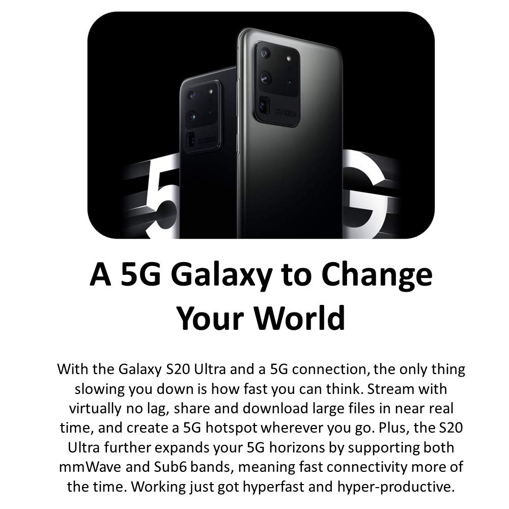 Samsung Galaxy S20 Ultra, 128GB, Cosmic Gray - for Verizon (Renewed)