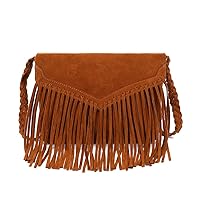 Hippie Suede Fringe Purse for Women,Western Boho Cowgirl Fringe Crossbody Purse Vintage Tassel Messenger Shoulder Bag