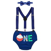 IMEKIS Baby Boys 1st 2nd Birthday Cake Smash Outfit Wild ONE Diaper Cover + Suspenders + Bowtie Photo Props Party Clothes Set