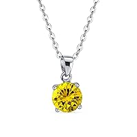 Bling Jewelry 1.5CTW AAA Cubic Zirconia Simulated Colors Birthstone Gemstone Classic Round Brilliant Cut CZ Solitaire Pendant For Women Teen .925 Sterling Silver