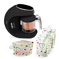 EVLA'S Baby Food Maker, Healthy Homemade Baby Food in Minutes, Steamer, Blender, Baby Food Processor, Touch Screen Control, includes 6 Reusable Food Pouches for Storage or Travel, Dark Gray