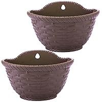 Hanging Planter 2Pcs PP Self Watering Pot 8x6.1x6.3in Wall Planter with Drainage and Stopper Ventilated Woven Pattern Fence Planters for Home Garden Balcony, Coffee Patio Pots